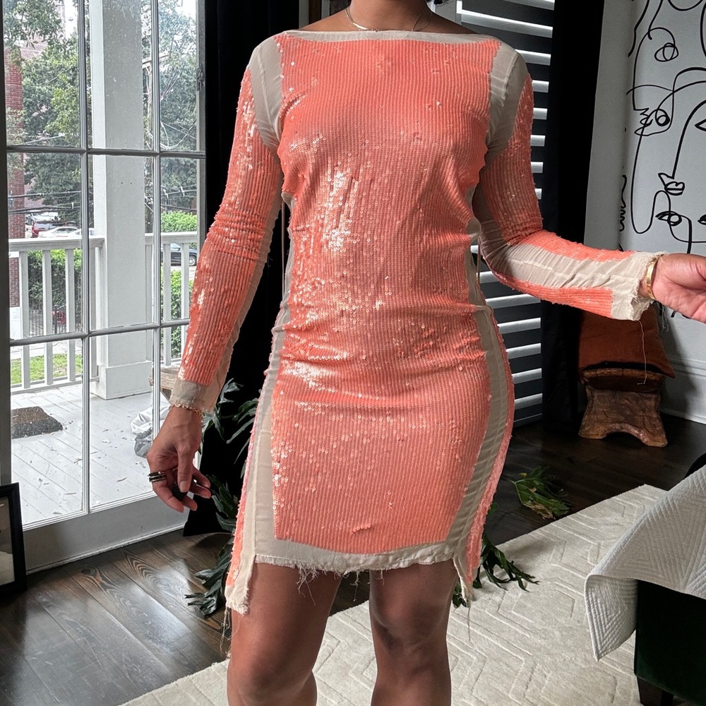 All Saints Peach sequin shift dress